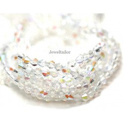 1 Strand ( 76 Beads) Clear Crystal AB Faceted Bicone Glass Beads 4mm  ~ Jewellery Making Essentials